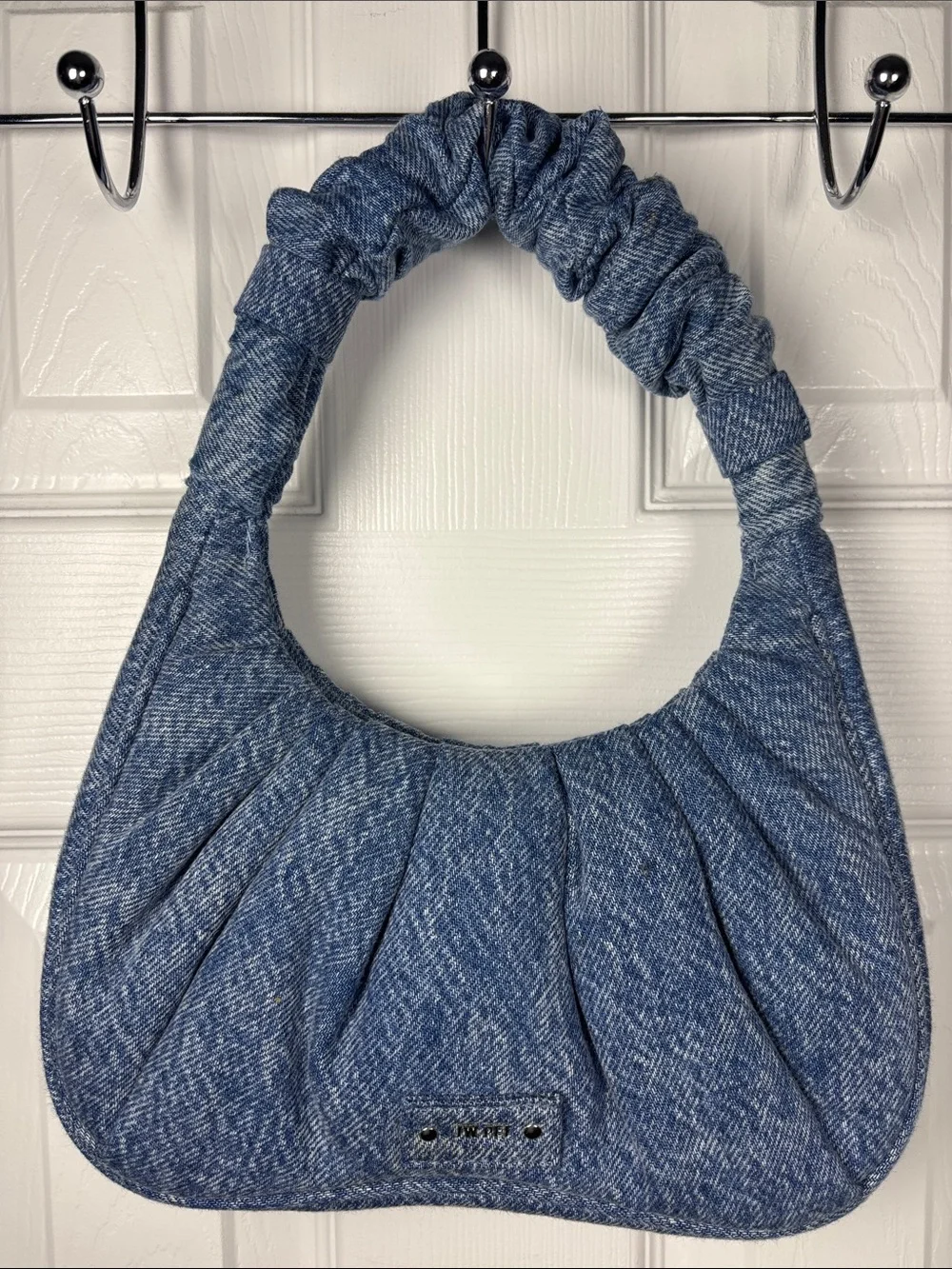 JW PEI Gabbi Ruched Hobo Handbag Blue Denim